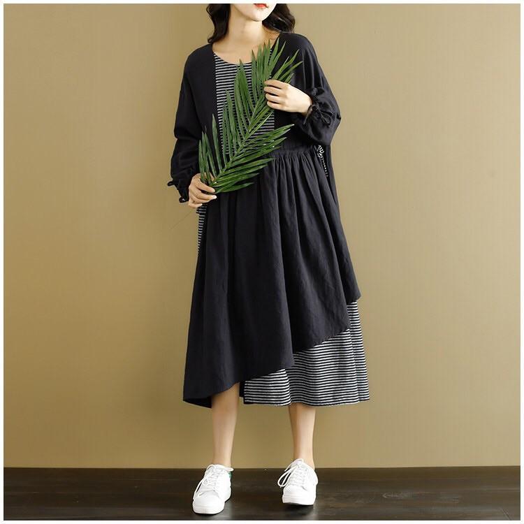 Lovely Casual Black Spliced Dress For Women– FantasyLinen