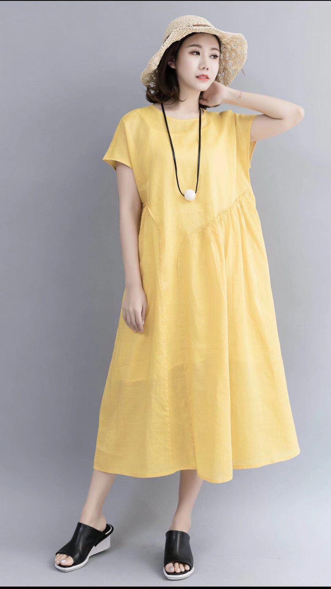 Vintage Plus Size Maxi Dresses Linen Clothes For Women Q1866– FantasyLinen