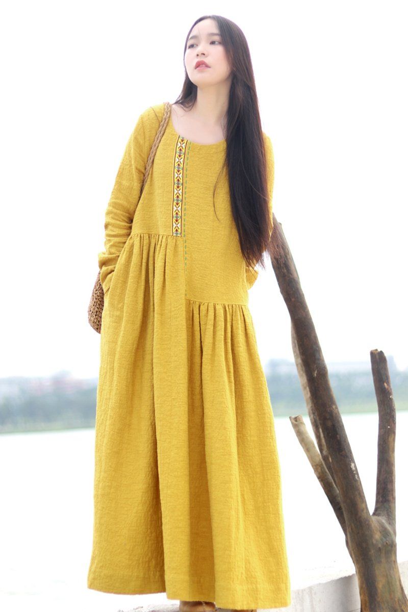 linen gown dress