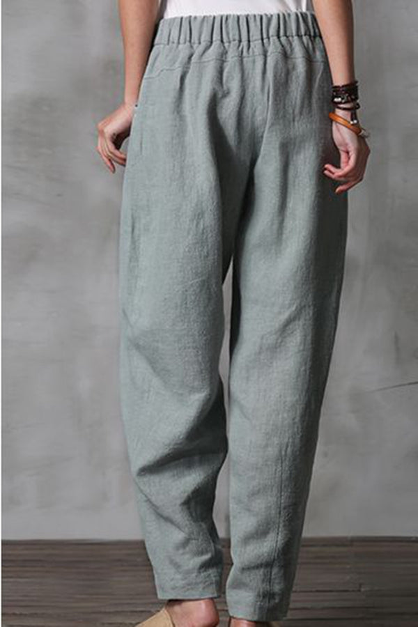 Women Long Cotton Linen Pencil Pants Loose Turnip Pants K7052– FantasyLinen