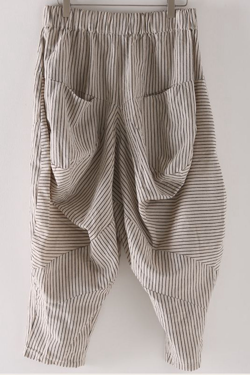 Loose Striped Harem Pants Women Cotton Linen Trouser– FantasyLinen