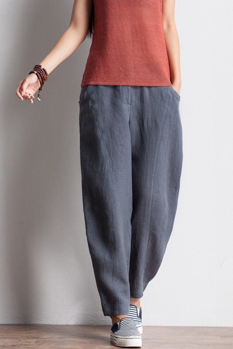 Women Casual Pencil Pants Linen Trousers K7055– FantasyLinen