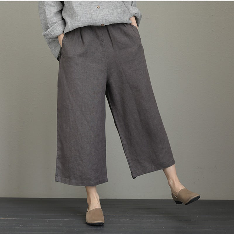 Women Loose Vintage Wide Leg Linen Pants– FantasyLinen