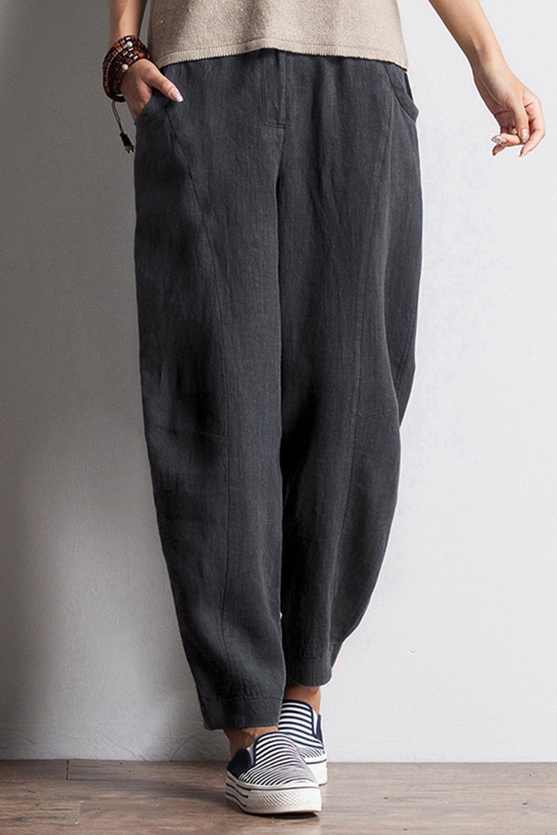 Women Casual Pencil Pants Linen Trousers K7055– FantasyLinen