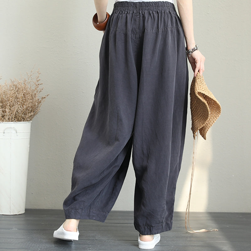 Casual Wide Leg Linen Pants Women Loose Trousers Q1290– FantasyLinen