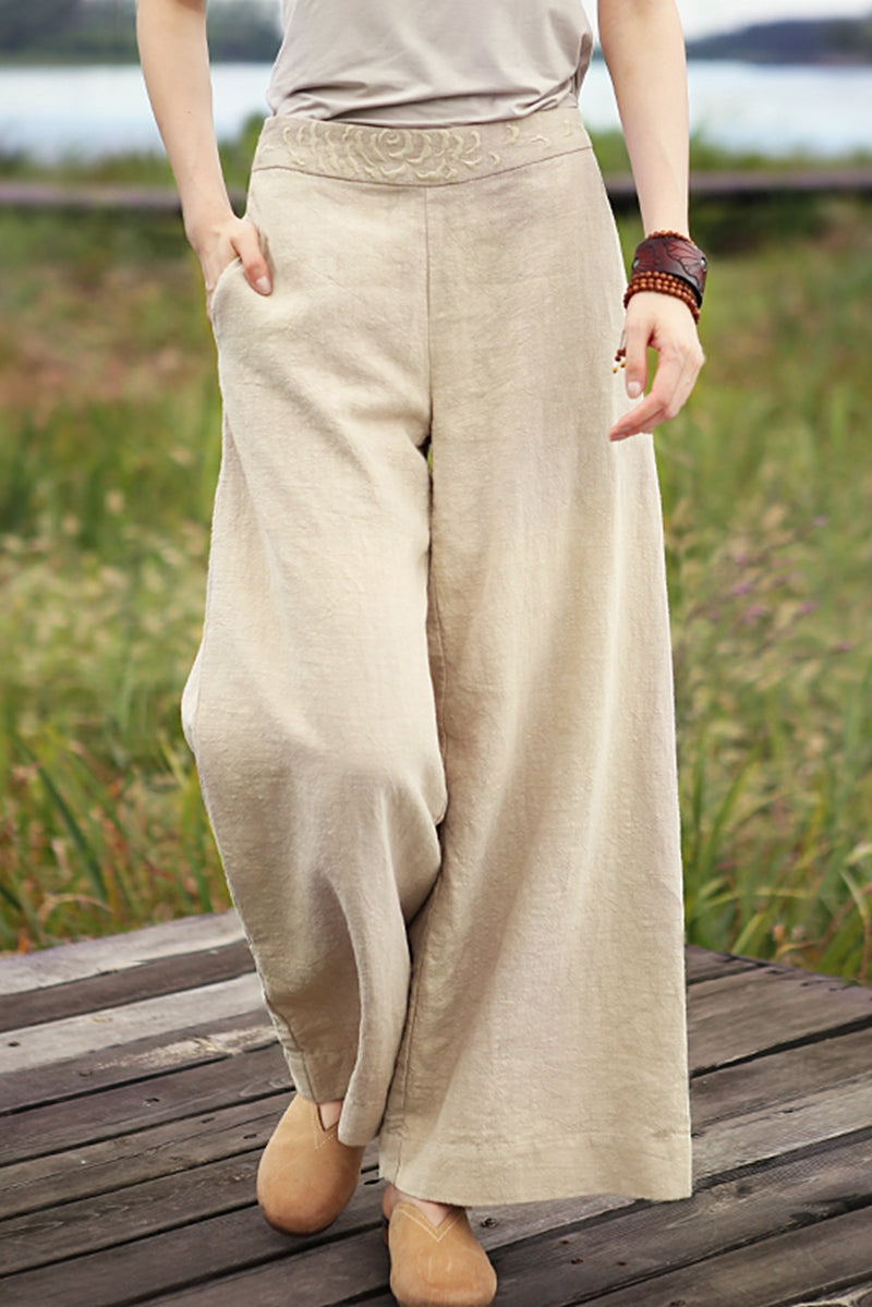 Women Loose Wide Leg Linen Long Pants K7051 FantasyLinen   Pants5 D1c4ffe1 C327 4c3b Ba8d Ea038045aff2 