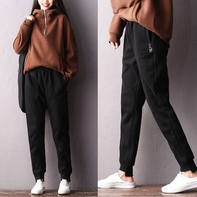 Korea Style Cotton Brushed Casual Pants 