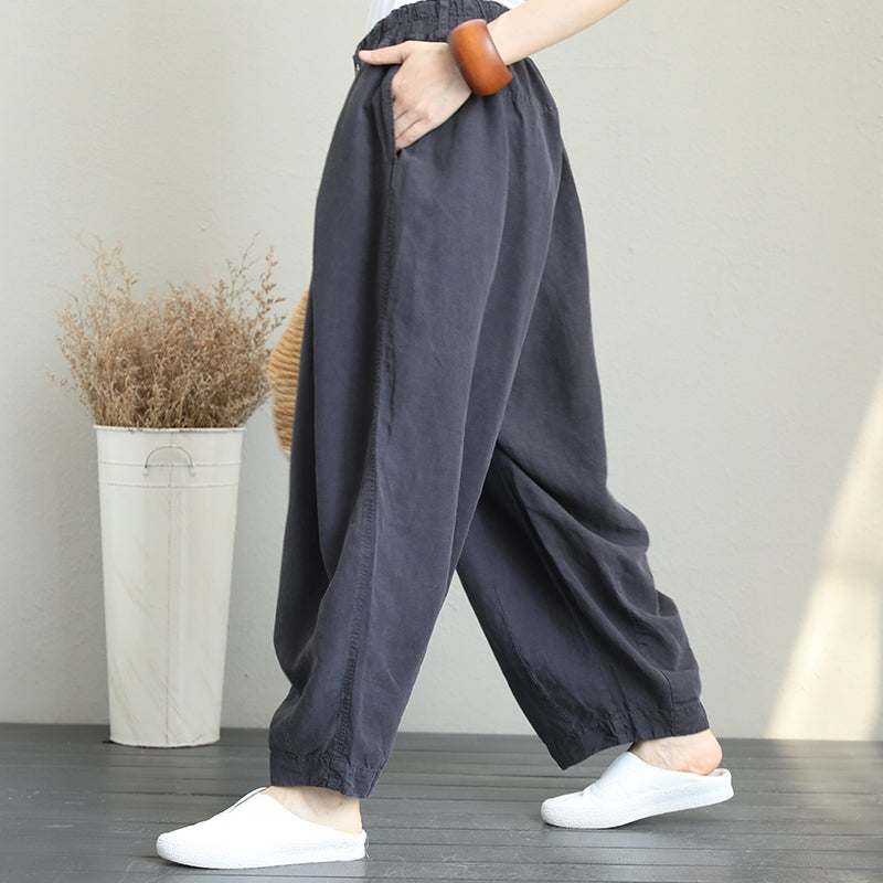Casual Wide Leg Linen Pants Women Loose Trousers Q1290– FantasyLinen