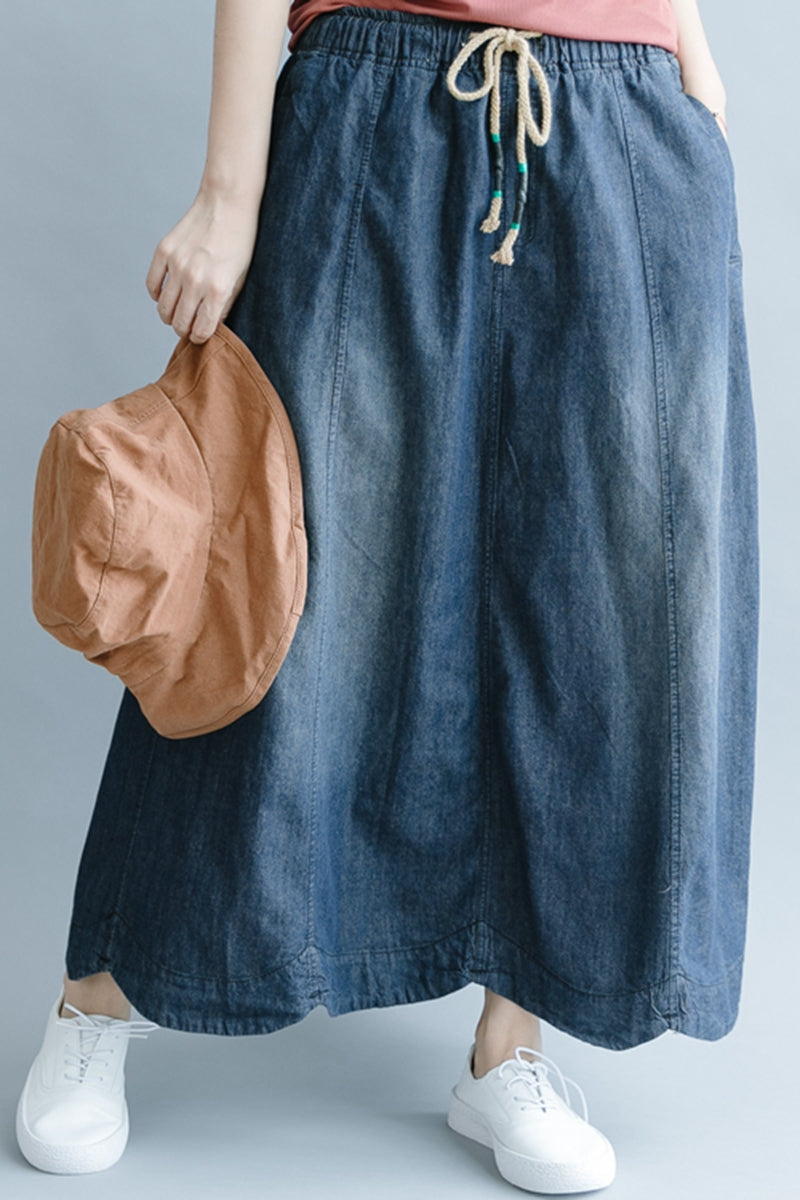 Casual Blue Denim Skirt Women Fashion 