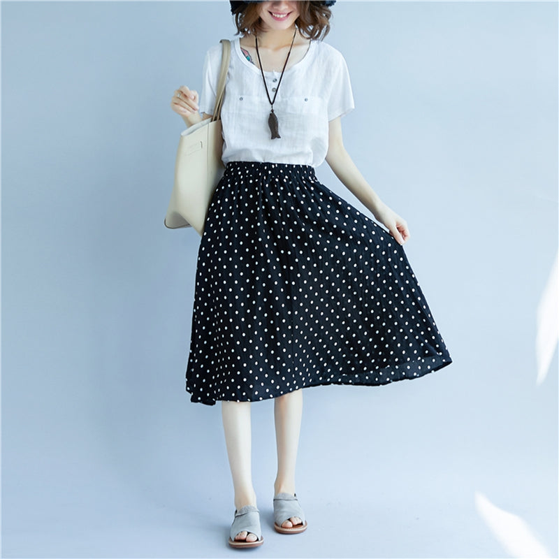 long black polka dot skirt
