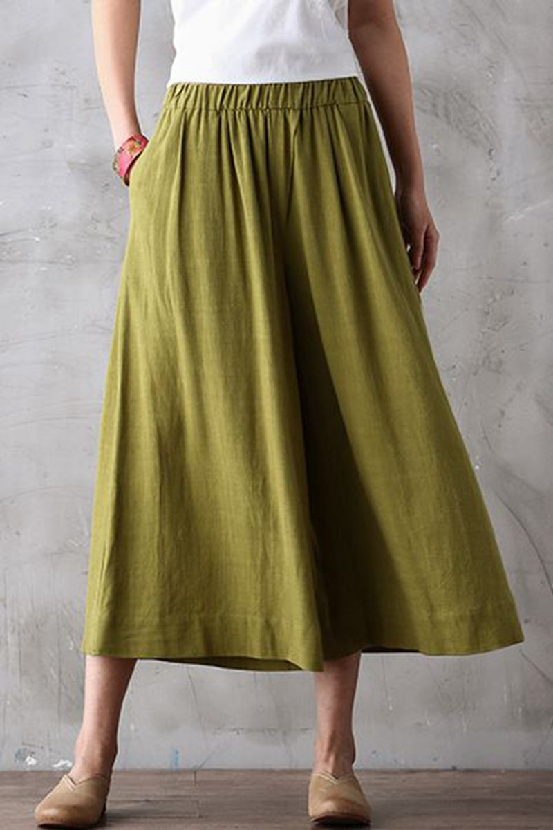 Summer Women Casual Wide Leg Dress Pants Cropped Trousers K7054 ...