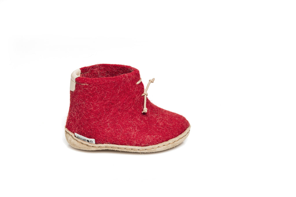 Toodlers Boots slippers in felted wool in red (AK-08-00)