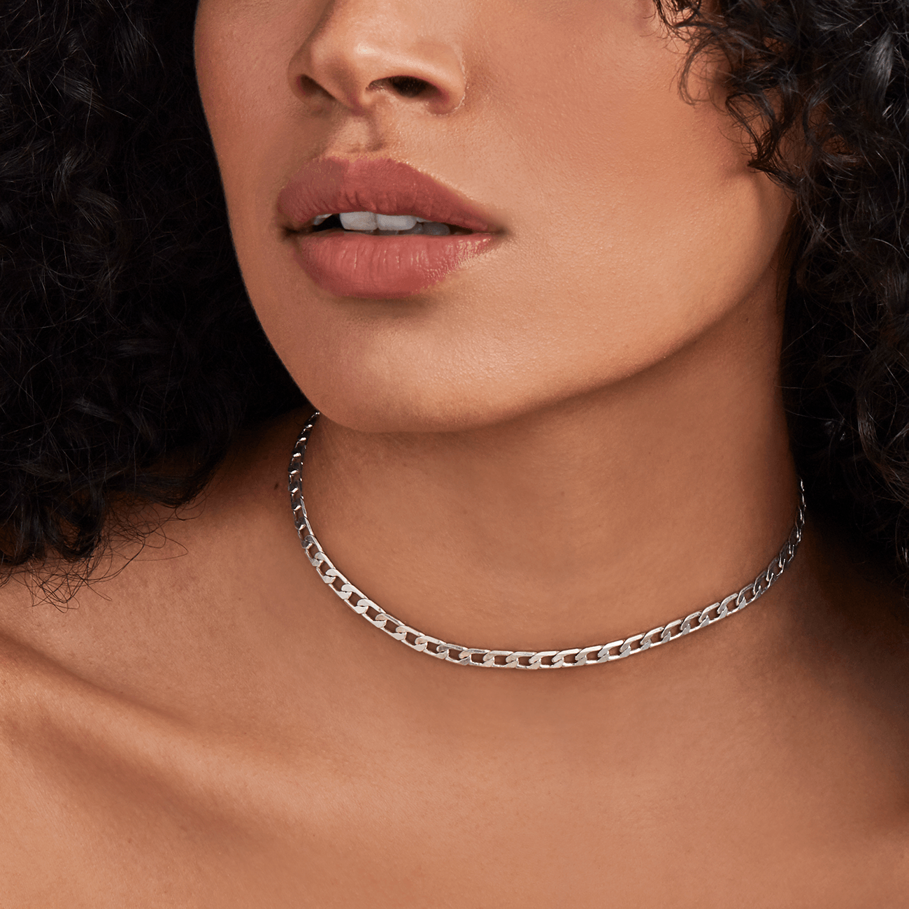 Download Walter Choker flat curb chain necklace in Silver | JENNY BIRD