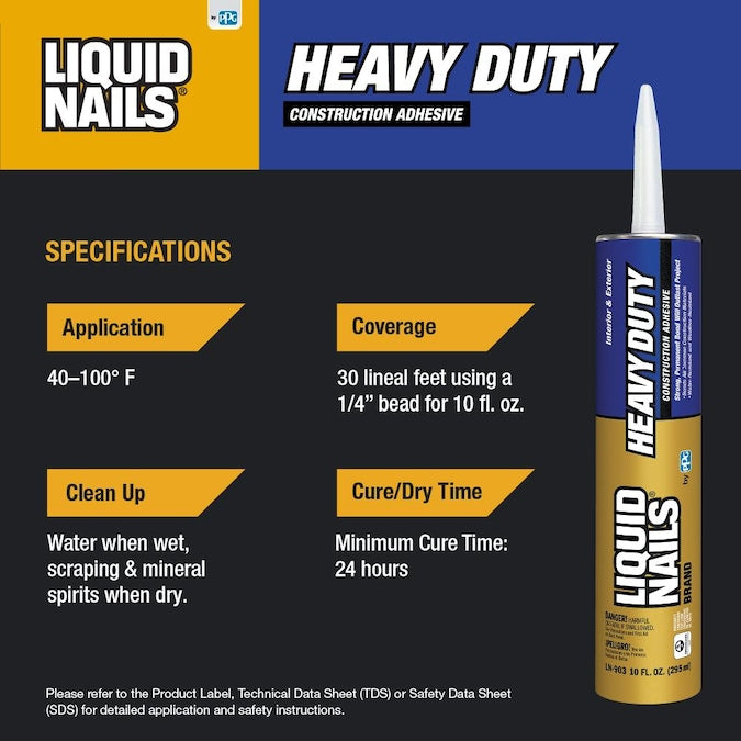 Liquid Nails - Heavy Duty Construction Tan Adhesive - 10 oz. (Low VOC)–  Wholesale Home