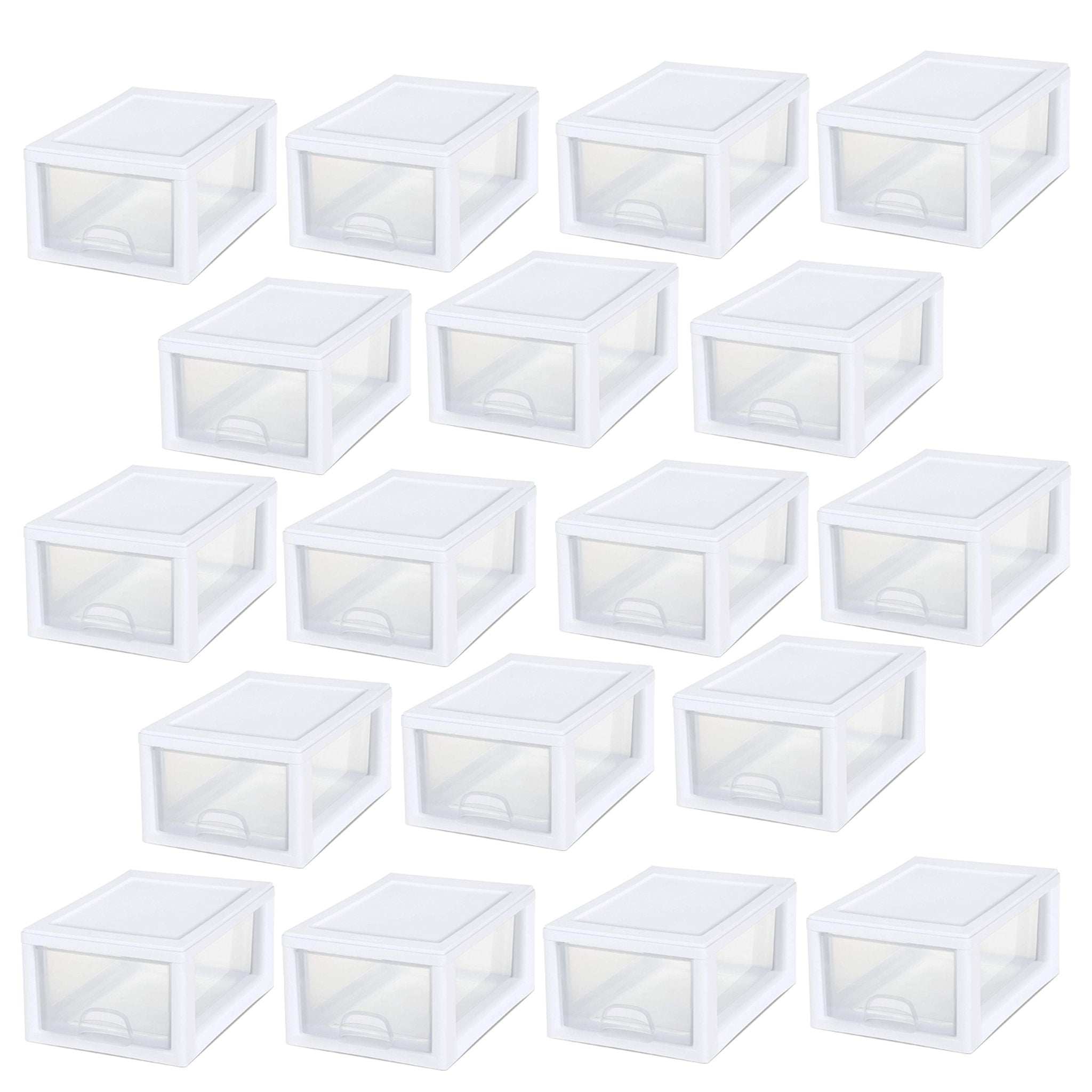 White Frame With Clear Drawer 6 Pack Sterilite 20518006 6 Quart