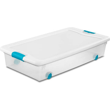 Sterilite Set of (2) 28 Qt. Storage Boxes Plastic, Titanium