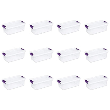Ggbin 6 Quart Clear Latch Storage Box with Black Handle and Latches - 4 Pack