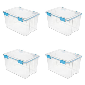 60 Quart Clear Storage Tote, Clear Base/Clear Lid, 2 Pack