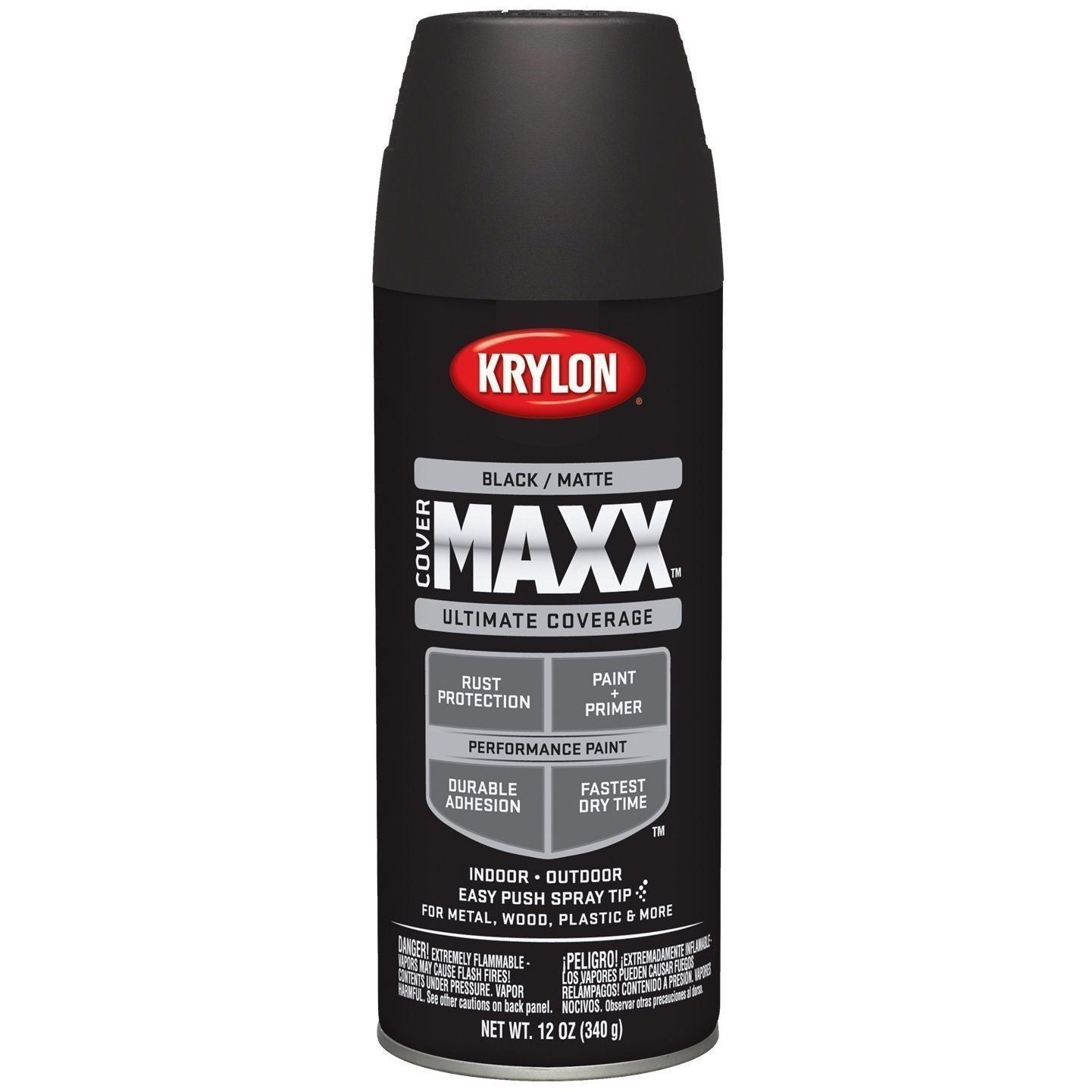 Krylon COVERMAXX Spray Paint, Matte Black, 12 oz ...