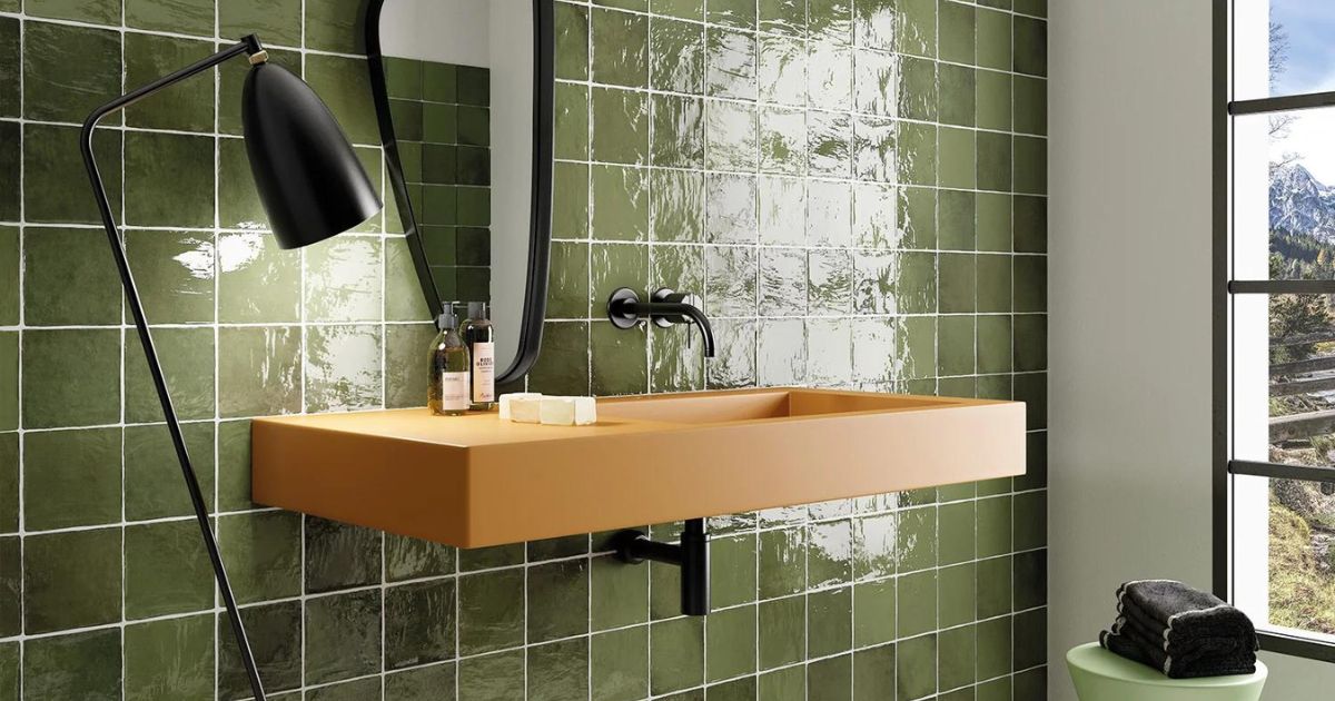 green ceramic bathroom tile