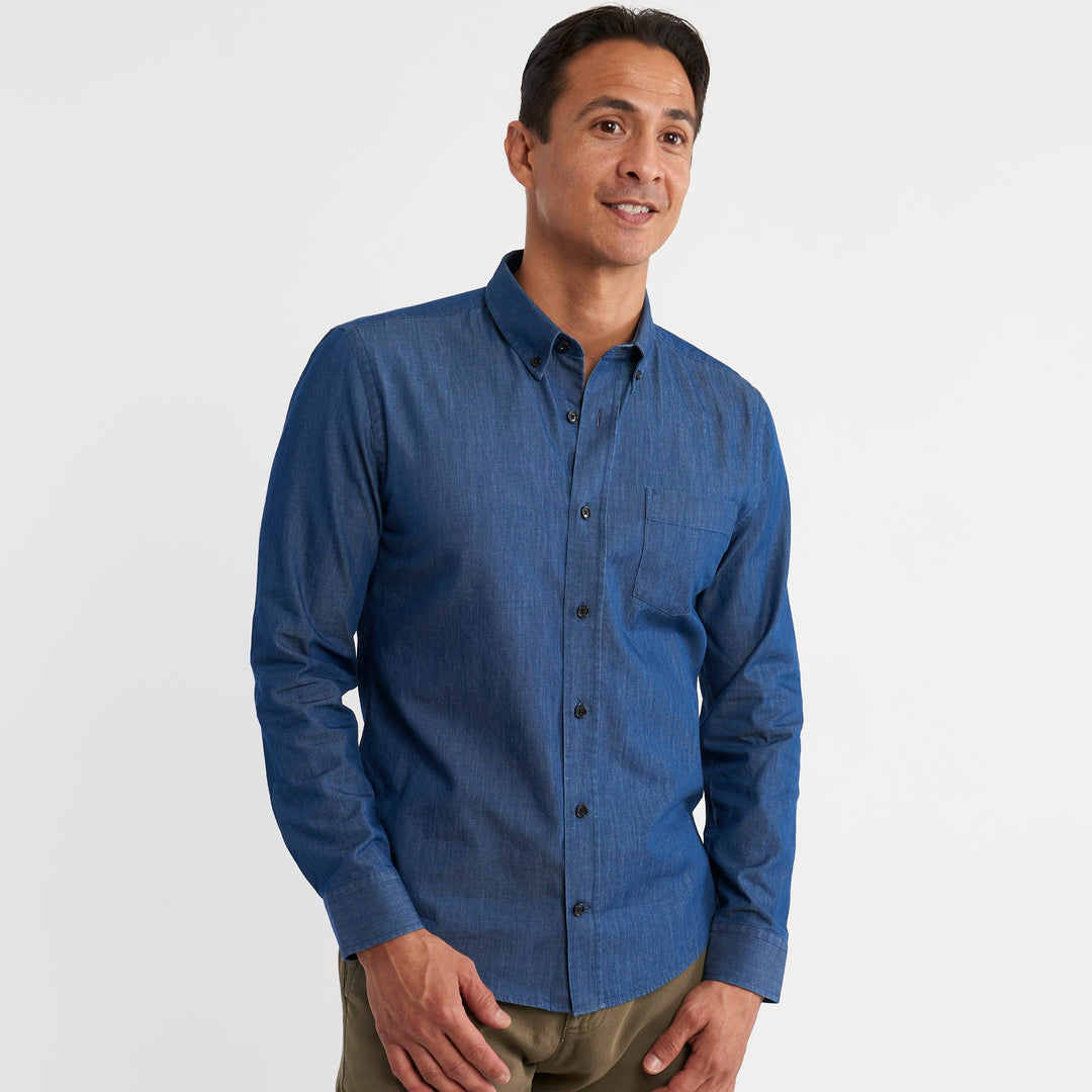 Ash & Erie Classic Chambray Button-Down Shirt for Short Men