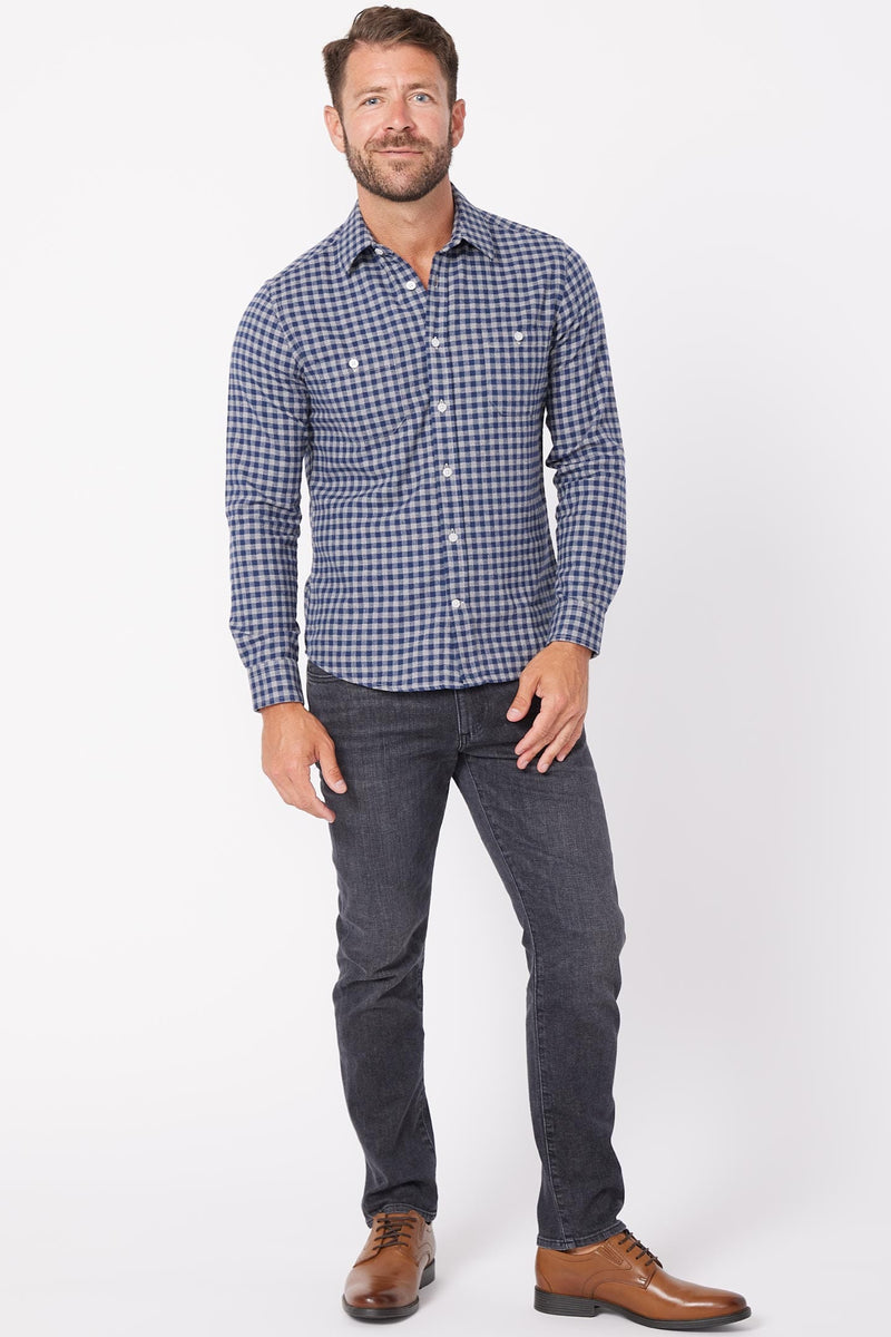 Ash & Erie Alberta Gingham Flannel Button-Down Shirt for Short Men