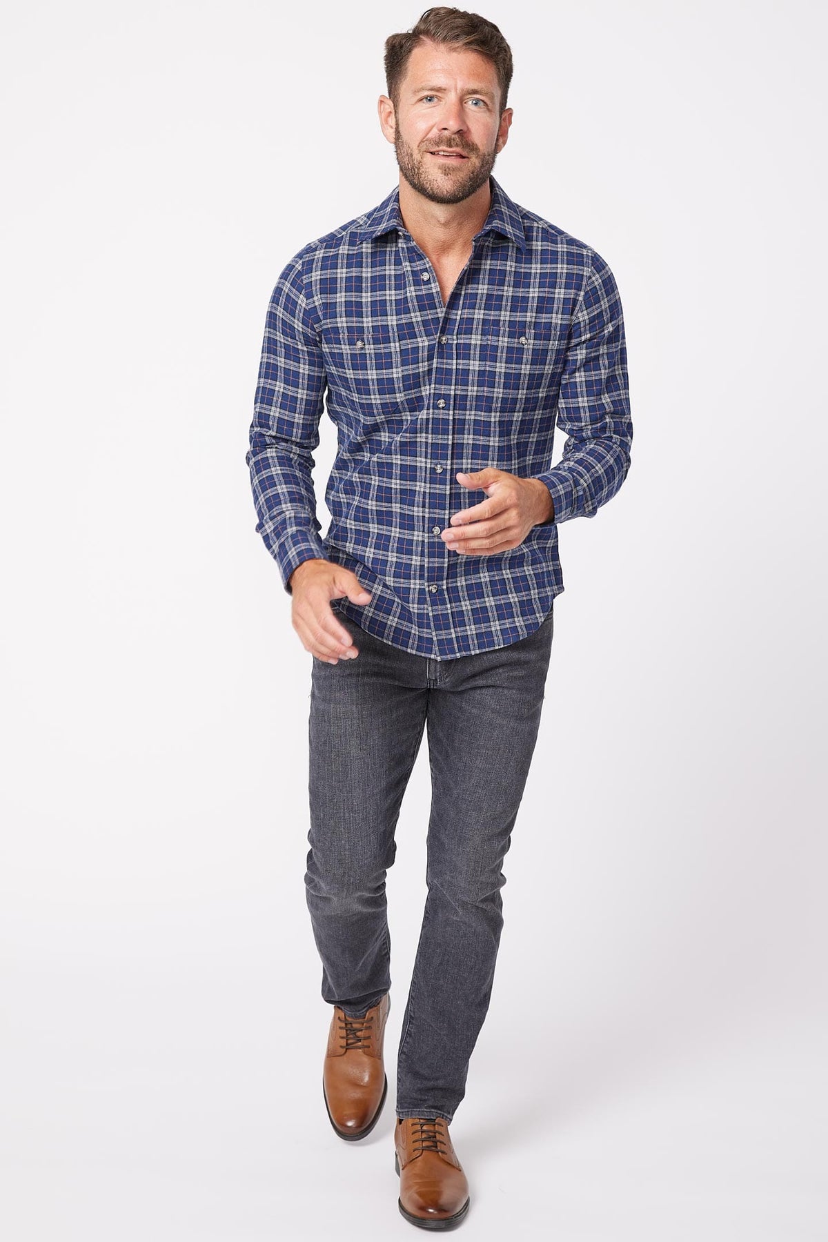 Ash & Erie Ozark Plaid Flannel Button-Down Shirt for Short Men