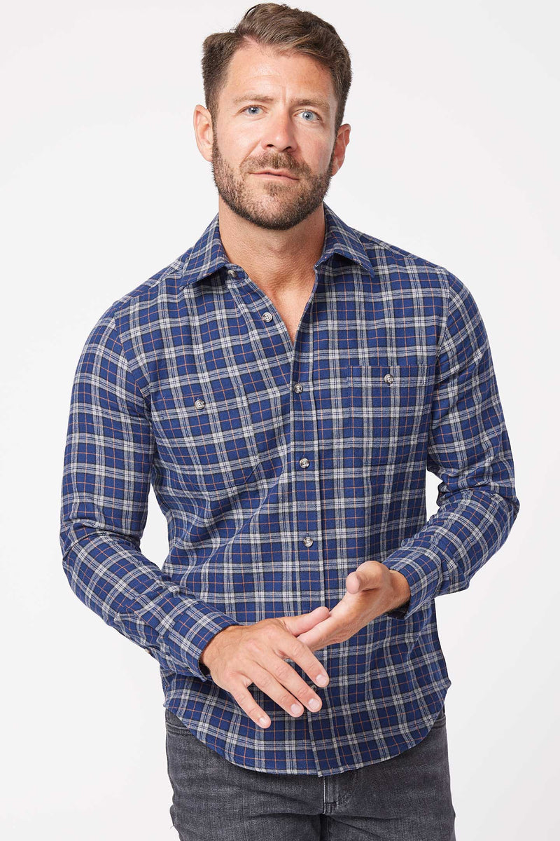 Ash & Erie Ozark Plaid Flannel Button-Down Shirt for Short Men