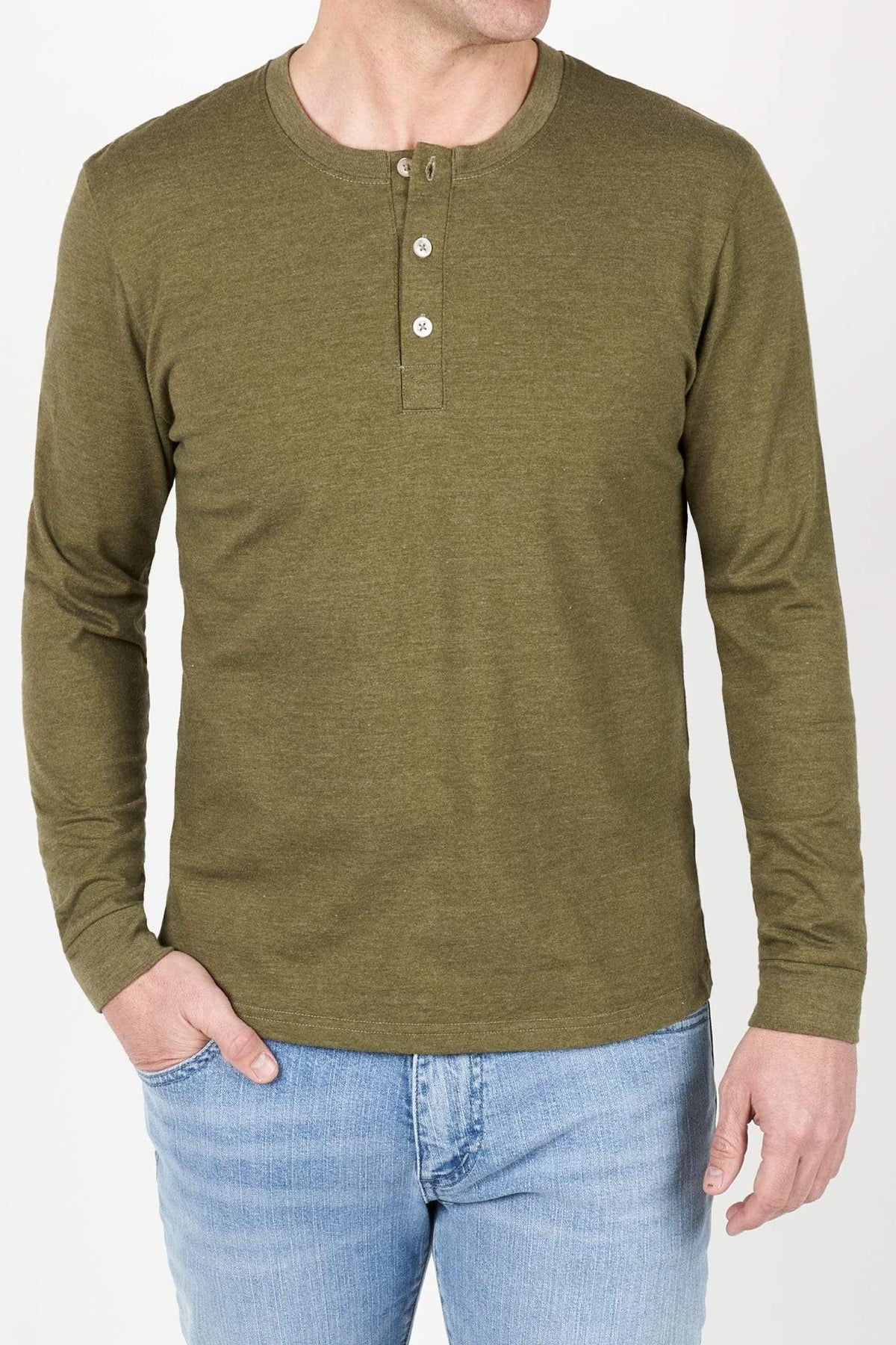 Buy Heather Olive Henley for Short Men | Ash & Erie