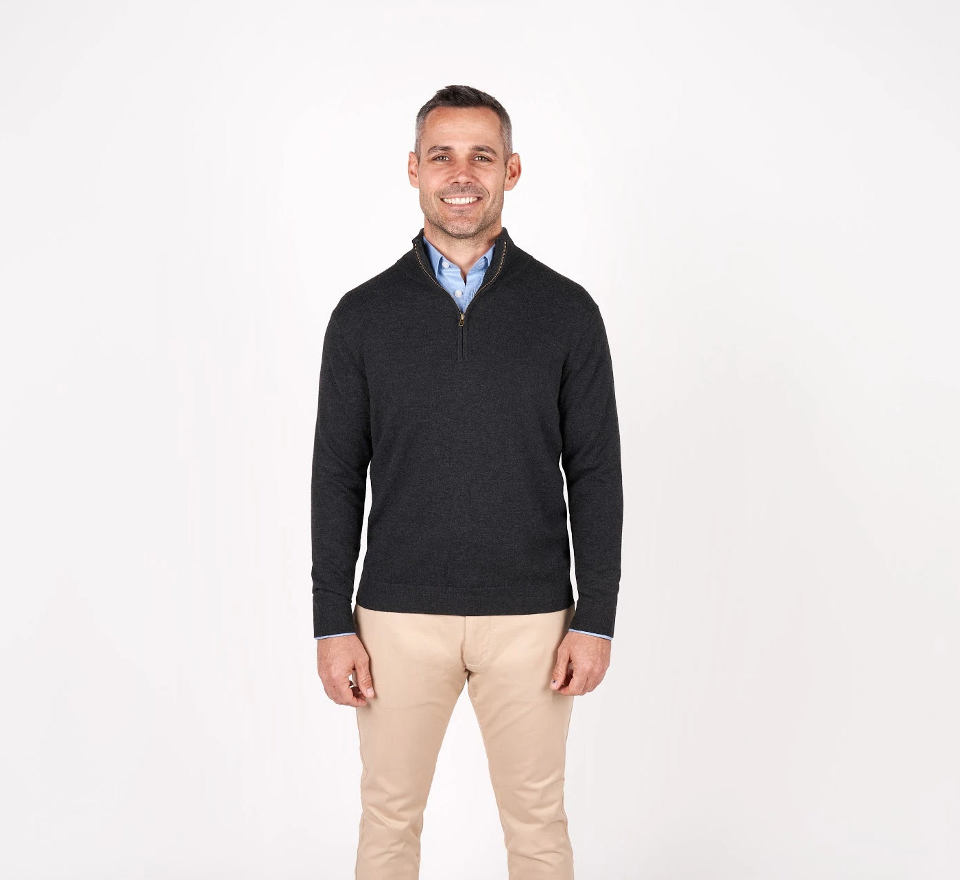 Blue Quarter Zip Cotton Modal Pullover – JACHS NY, 56% OFF