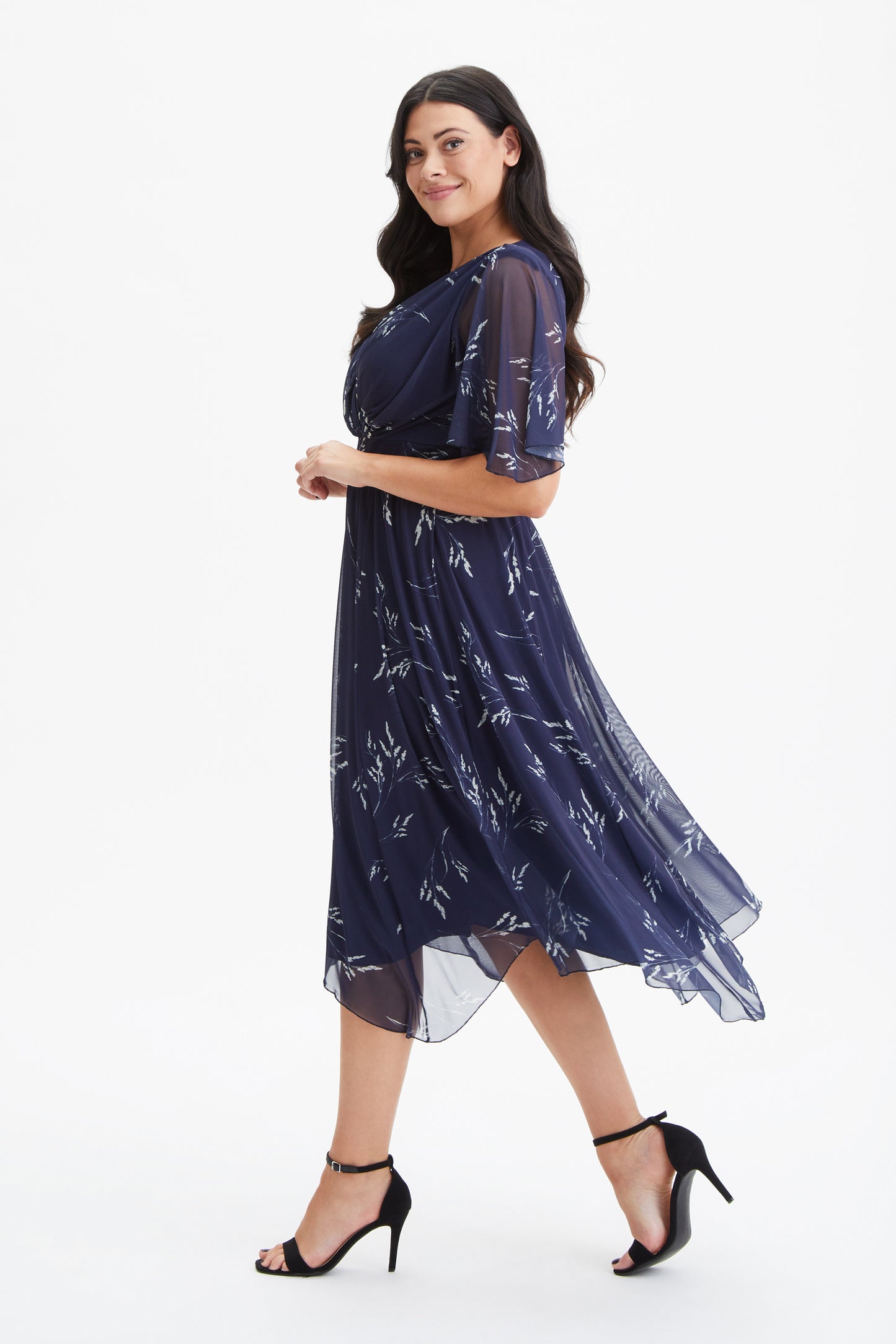 Julie Navy Floral Hanky Hem Dress – Scarlett & Jo