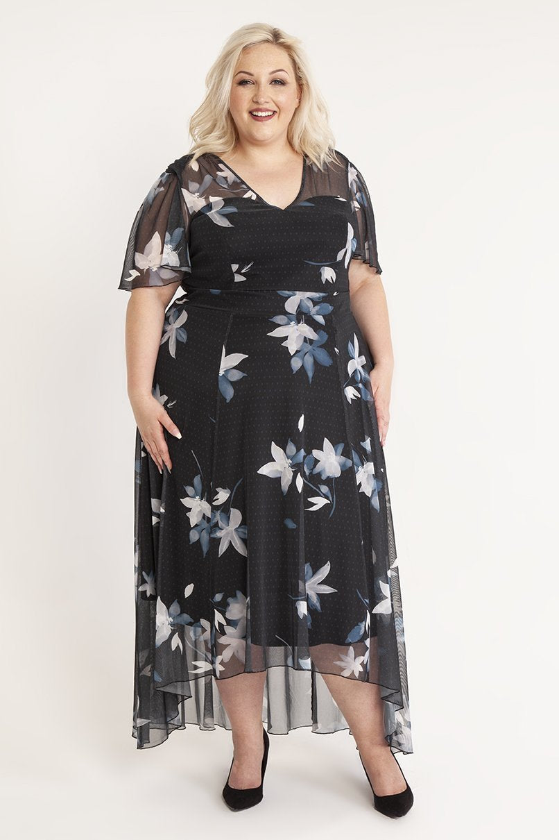 Tilly Print Angel Sleeve Sweetheart Dress Scarlett And Jo