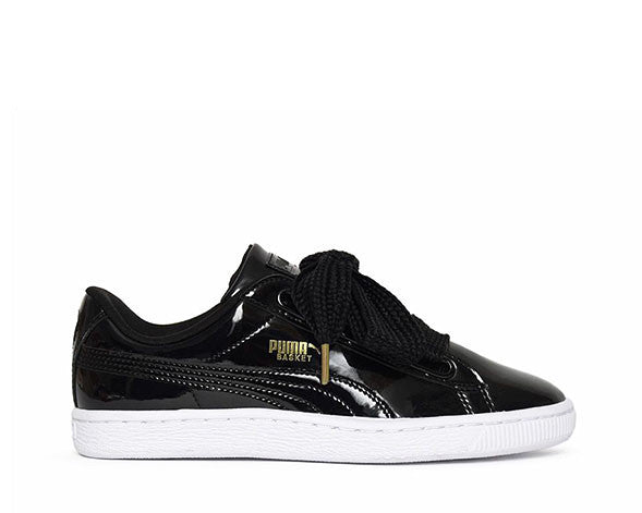 puma basket heart patent black