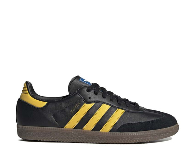 black and yellow adidas samba