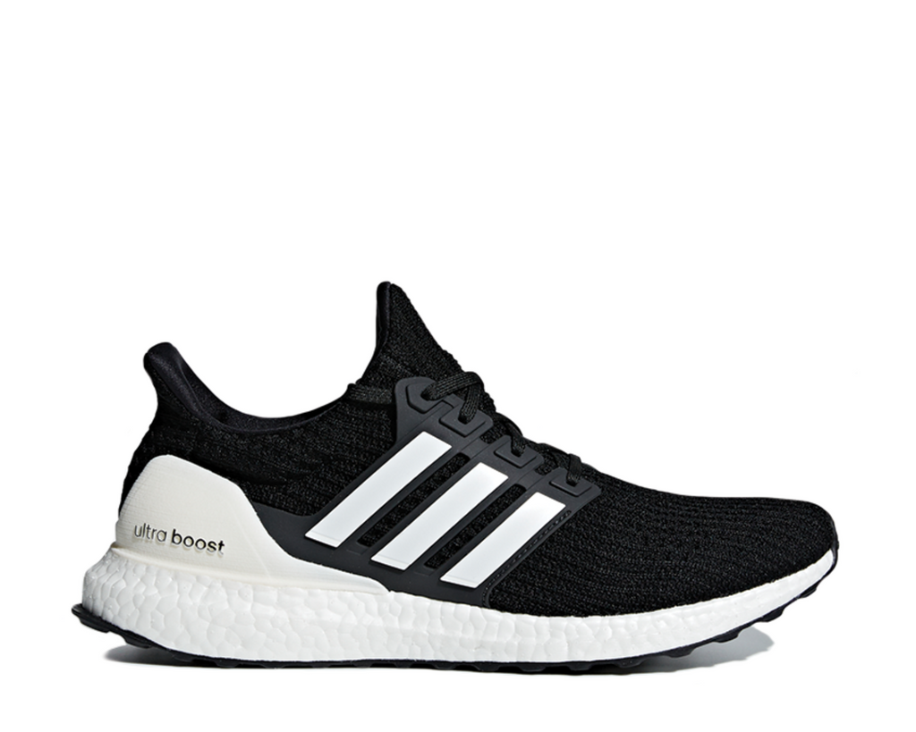 ultra boost black with white stripes