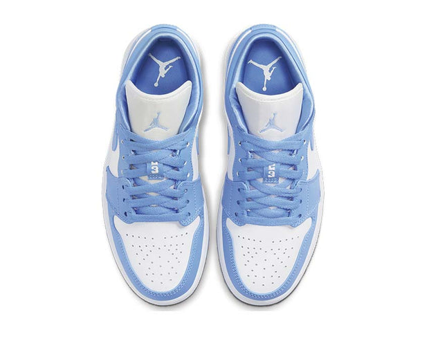 blue and white jordans low top