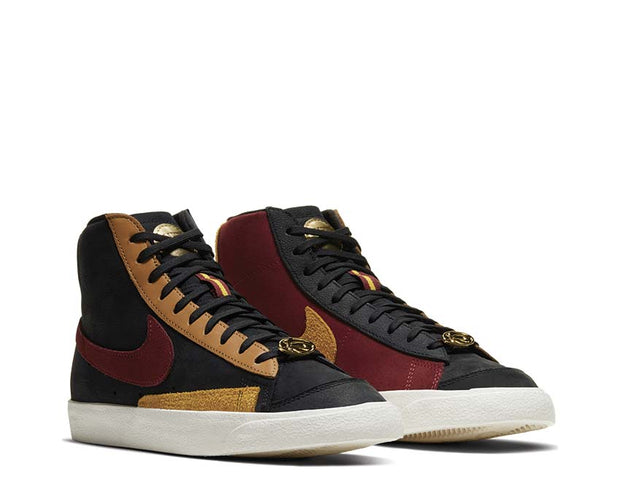 nike blazer mid 77 black team red university gold