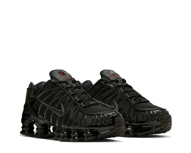 nike shox tl black metallic hematite max orange