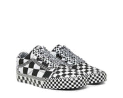 vans old skool all over checkerboard black & white skate shoes