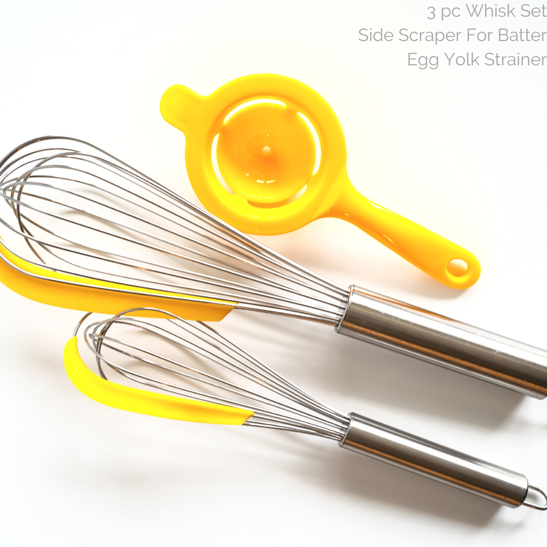 2-in-1 Stainless Steel Whisk Blender with Egg Separator and Silicone  Scraper.