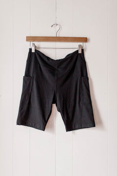 Stretchy & Super Soft Black Biker Shorts with Side Pocket