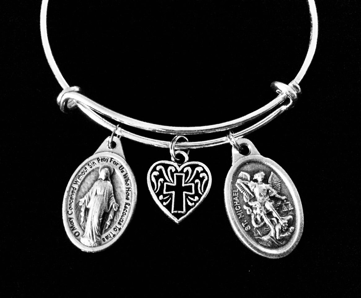 Miraculous Virgin Mary Jewelry Saint Michael Silver Expandable C