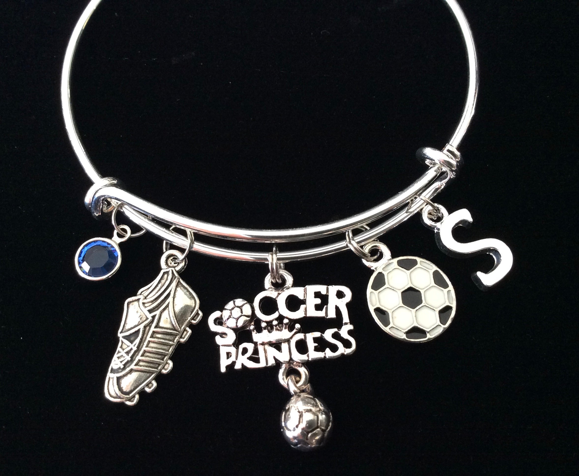 Soccer Princess Charm Bracelet Adjustable Expandable Gift for So
