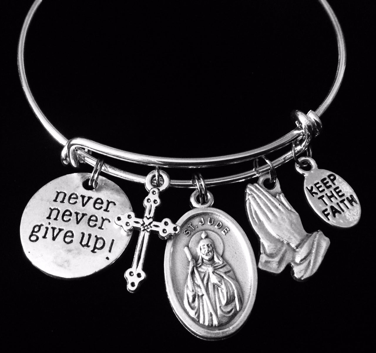 Saint Jude Charm Bracelet for Her Expandable Adjustable One Size Fits All Catholic Medal Inspiration