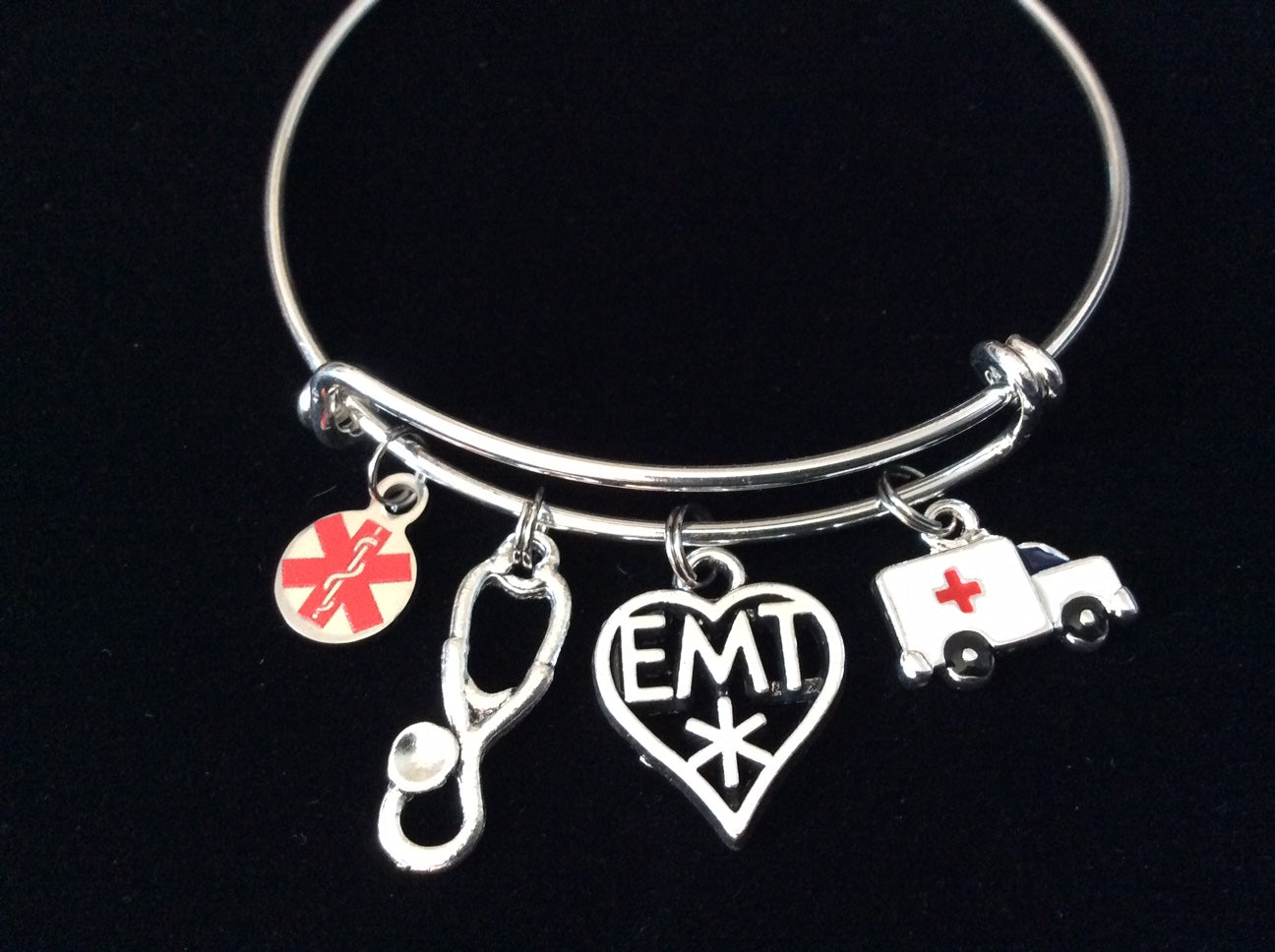 EMT Expandable Charm Bracelet Adjustable Bracelet One Size Fits All Gift for Paramedic EMT Stethosco