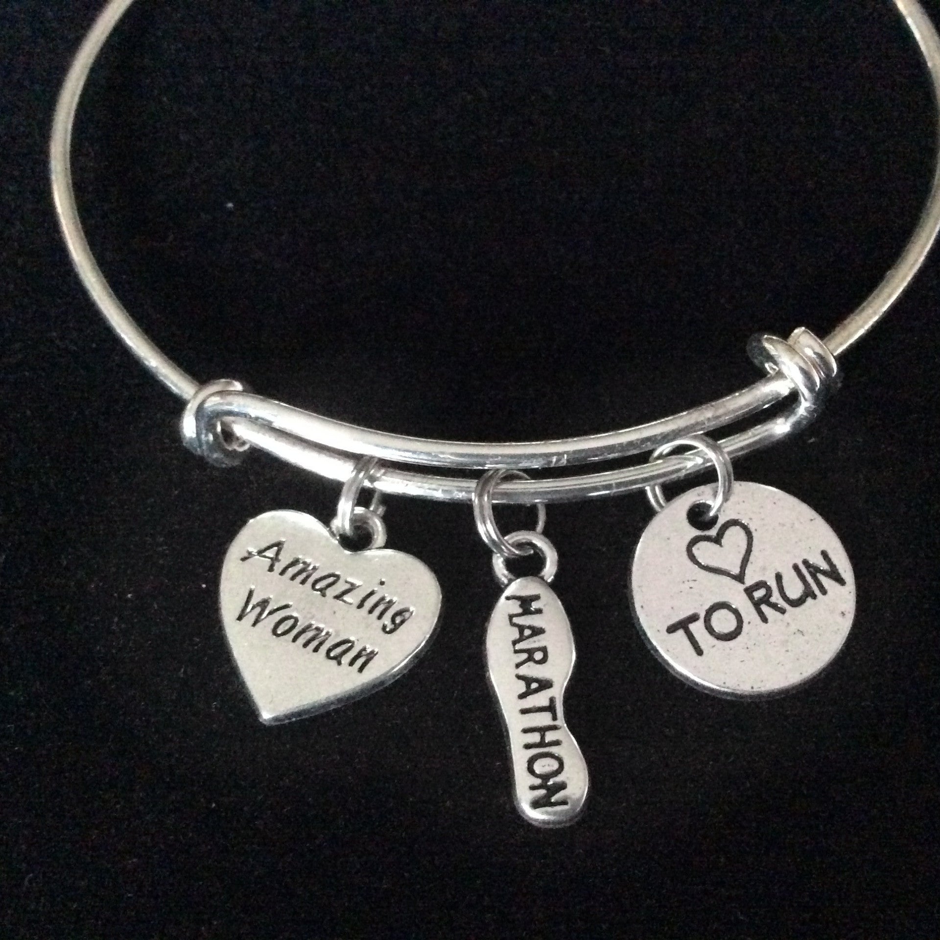 Amazing Woman Love to Run Marathon Shoe Silver Charm Bracelet Ad