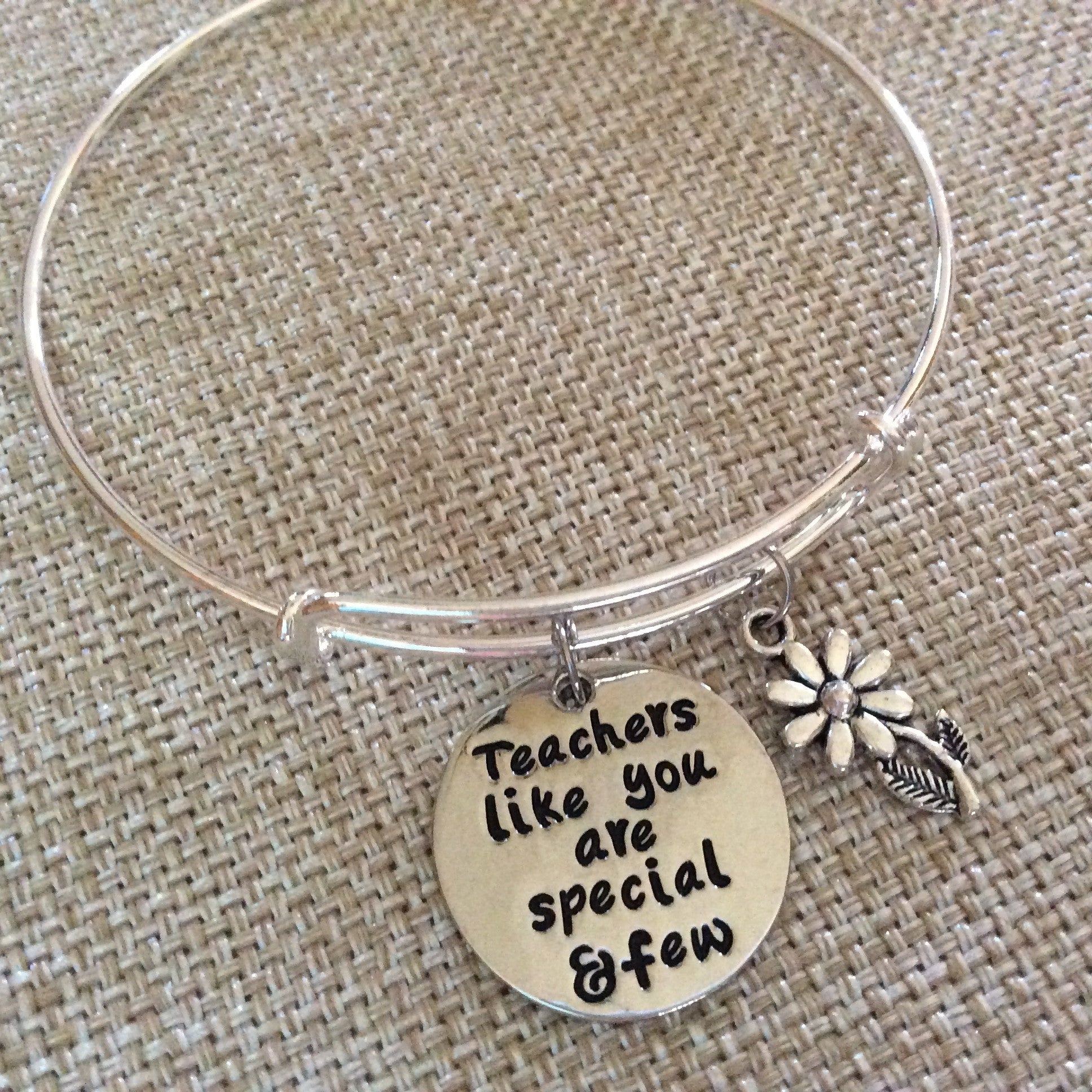 Teachers like you are Special and Few Expandable Silver Charm Bracelet Adjustable Bangle School Gift