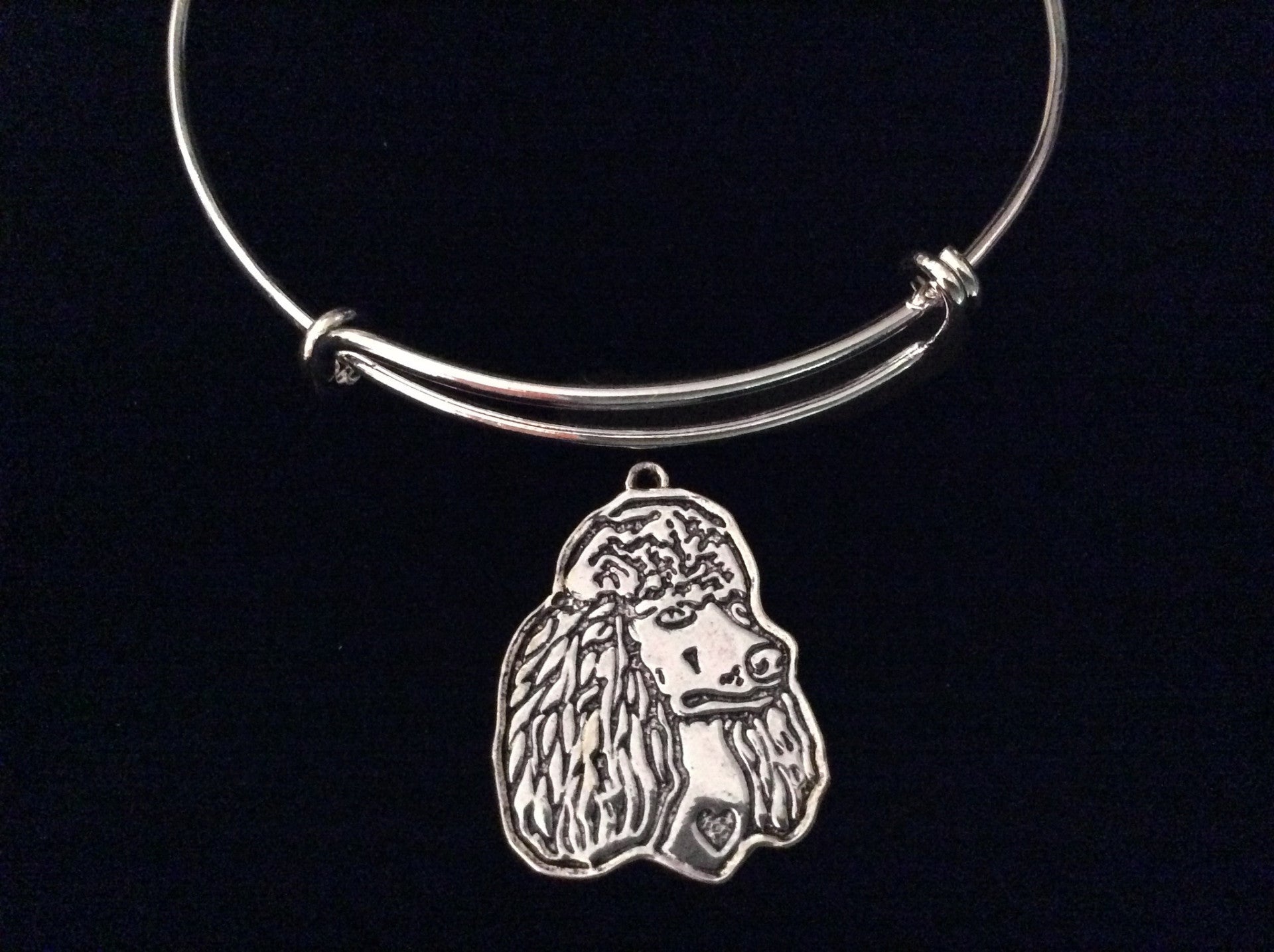 Poodle Dog Silver Expandable Charm Bracelet Adjustable Bangle Meaningful Dog Lover Gift