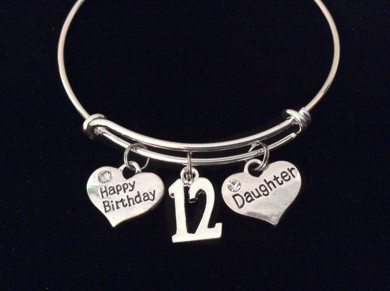 Daughter Happy Birthday 12th Expandable Charm Bracelet Adjustabl