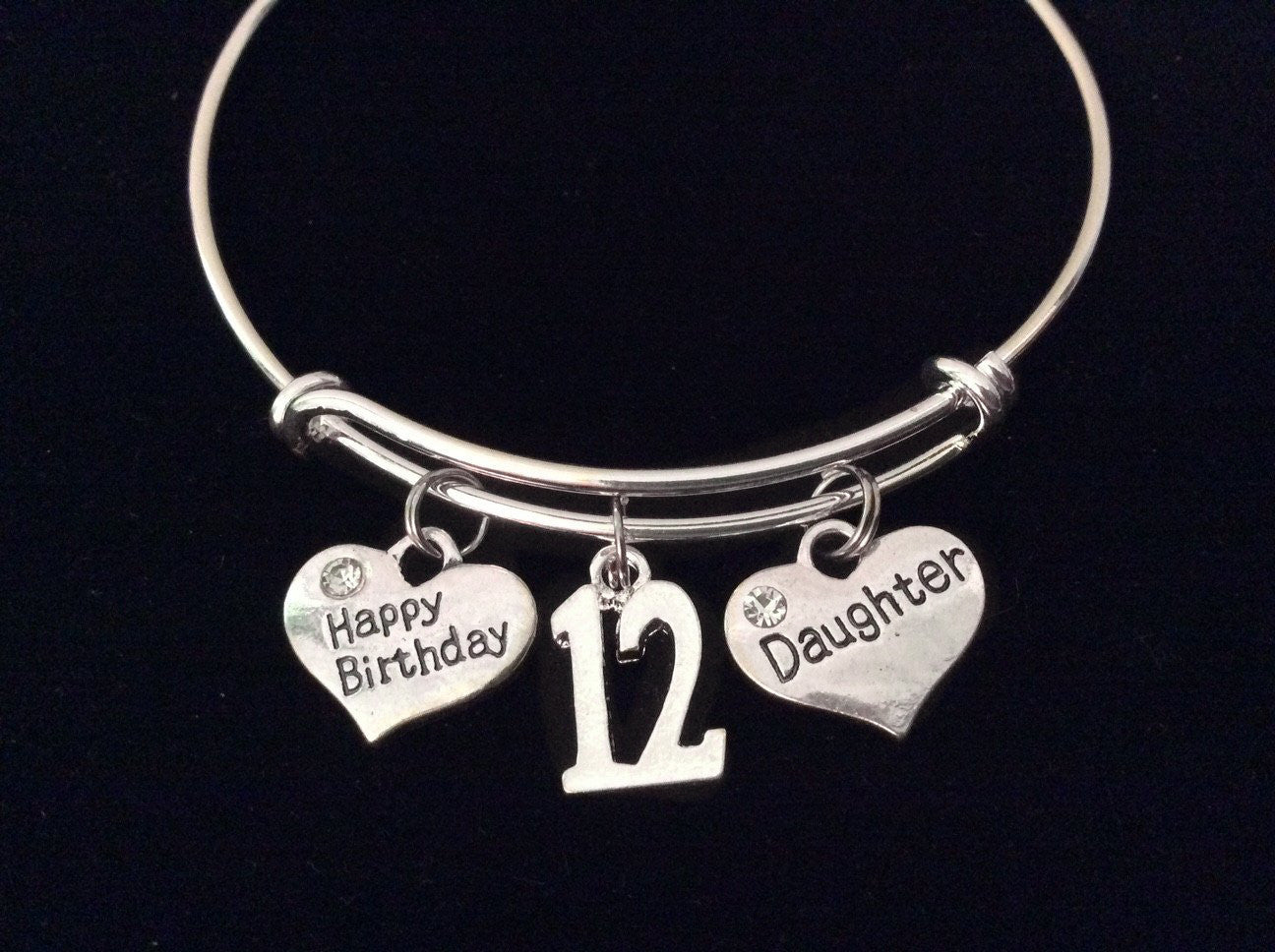 Daughter Happy Birthday 12th Expandable Charm Bracelet Adjustable Bangle Trendy Gift (Other Numbers 